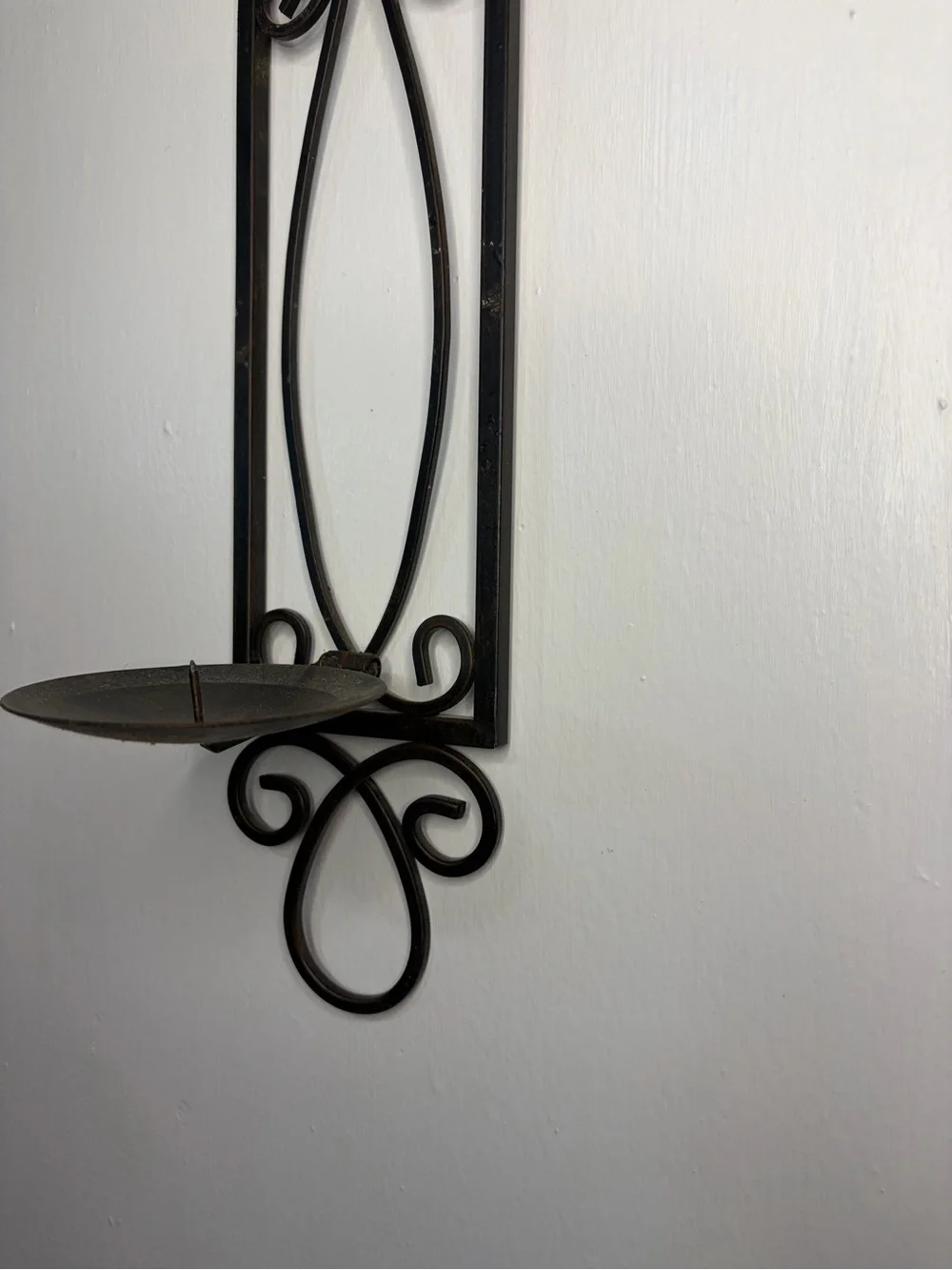 Antique Metal Fleur-de-Lis Wall Sconce Candle Holders - Bronze & Black